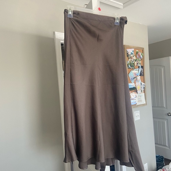 Vici Sophisticated Living Textured Wrap Midi Skirt - Mushroom Brown - Picture 2 of 5